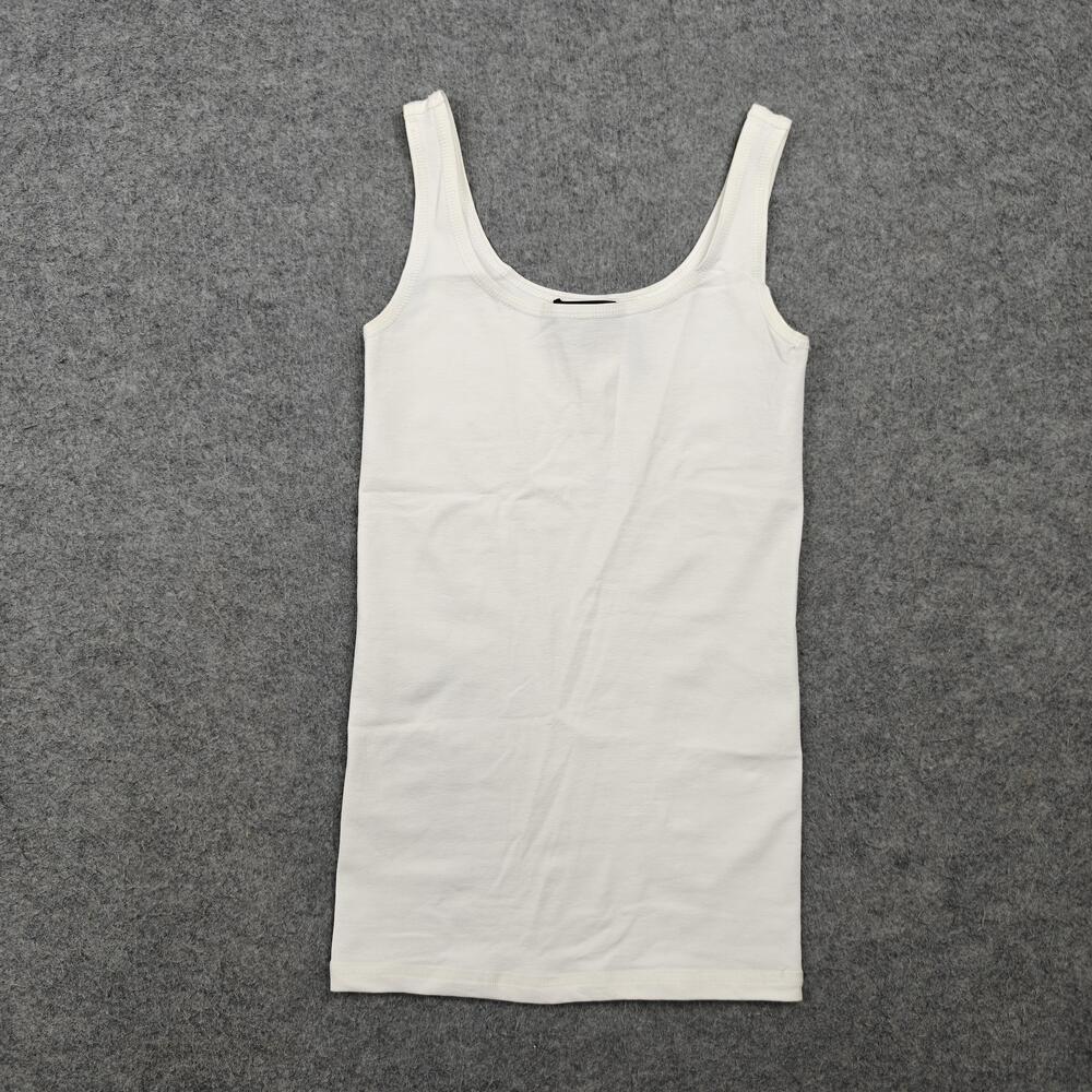 Theory Tank Womens 0 White Scoop Neck Jersey Slim Stretch Nylon Spandex